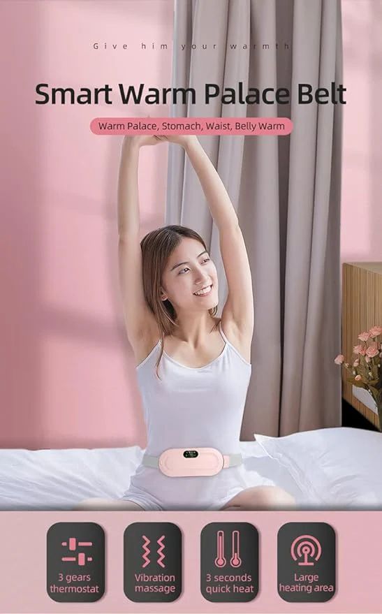 Period Cramp Relief Belt – Soothing Heat & Vibration Therapy for Menstrual Pain